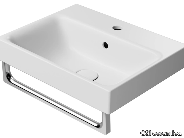 COLOR ELEMENTS 50X40 - Wall-mounted rectangular ceramic washbasin with overflow _ GSI ceramica