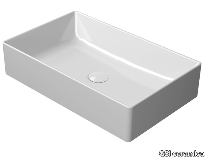 KUBE X 60X37 - Countertop rectangular single ceramic washbasin _ GSI ceramica