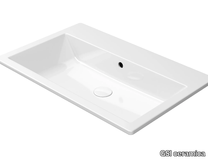 KUBE X 70X46 - Inset rectangular ceramic washbasin with overflow _ GSI ceramica