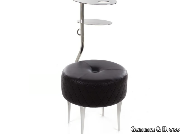 AC - Round leather pouf with integrated magazine rack _ Gamma & Bross