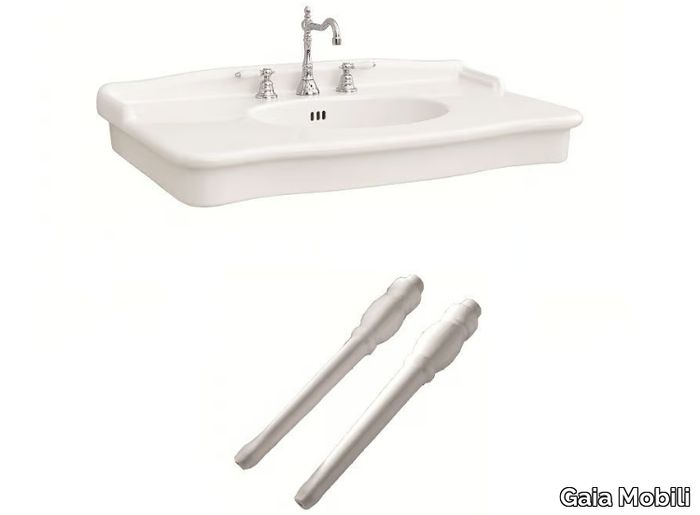 CAPRI - Rectangular console ceramic washbasin _ Gaia Mobili