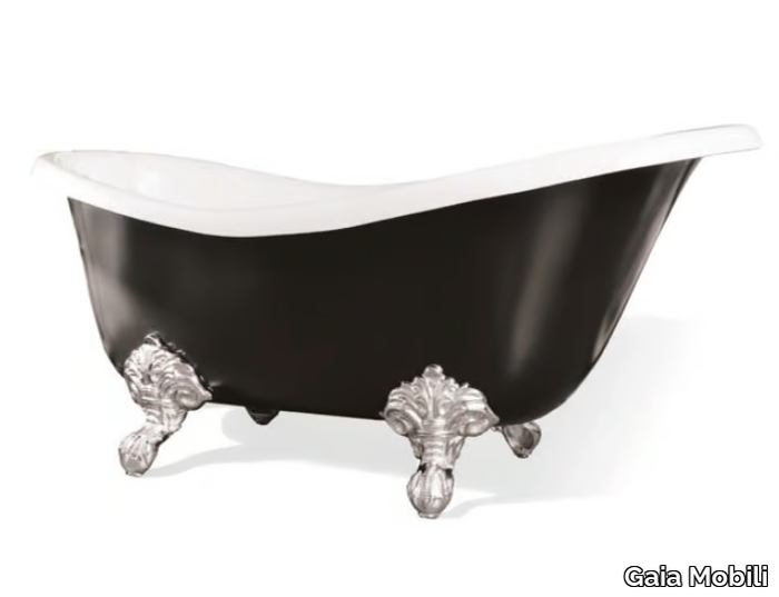 MARGOT - Asymmetric cultured marble bathtub on legs _ Gaia Mobili