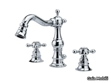 JULIA - Countertop steel bidet mixer with individual rosettes _ Gaia Mobili