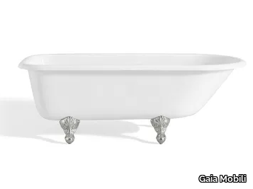 ROLL TOP - Asymmetric freestanding cast iron bathtub _ Gaia Mobili