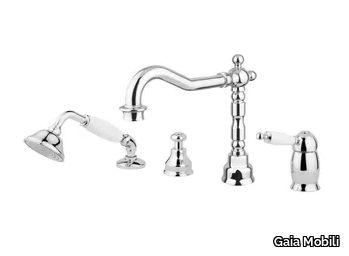 CANTERBURY - Deck mounted single handle steel bathtub tap with diverter _ Gaia Mobili