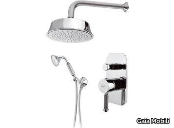 OLYMPIA - Recessed steel shower set with overhead shower _ Gaia Mobili