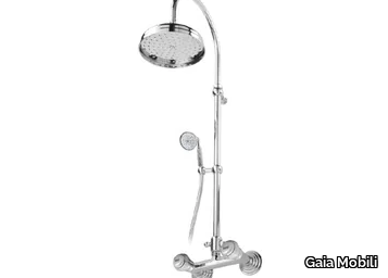 OLYMPIA - Wall-mounted steel shower panel with overhead shower _ Gaia Mobili