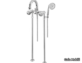 OLYMPIA - Floor standing steel bathtub set with hand shower _ Gaia Mobili