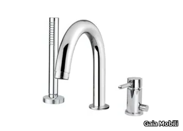 TOKYO - Deck mounted 3 hole steel bathtub tap with hand shower _ Gaia Mobili