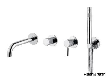 TOKYO - Wall-mounted Recessed steel bathtub set with hand shower _ Gaia Mobili