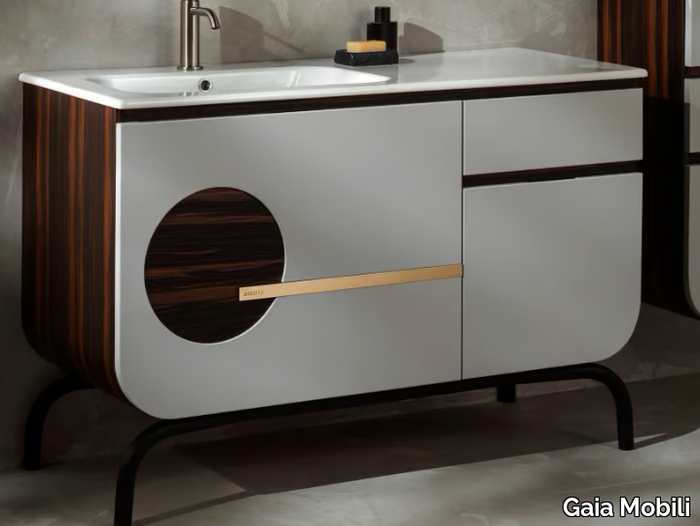 ROUND - Floor-standing wooden vanity unit with drawers _ Gaia Mobili