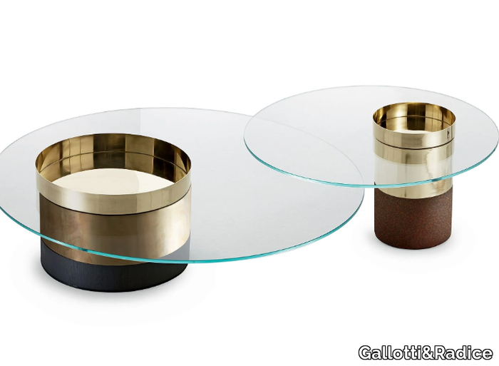 HAUMEA - Low tempered glass and brass coffee table _ Gallotti&Radice