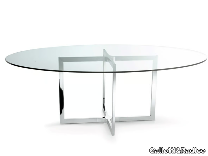 RAJ 4 - Round Glass and Stainless Steel table _ Gallotti&Radice