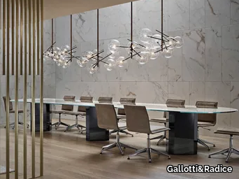 AKIM SYSTEM - Oval wood and glass meeting table _ Gallotti&Radice