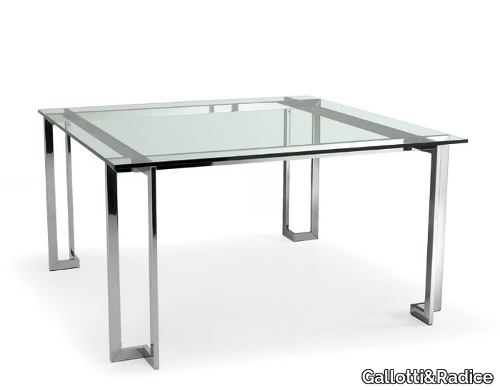 LORD - Square Glass and Stainless Steel table _ Gallotti&Radice