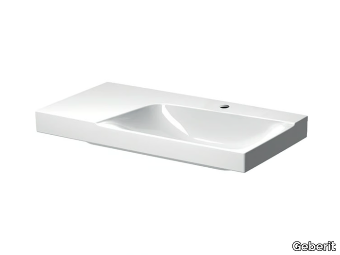 XENO² - Porcelain stoneware washbasin with integrated countertop _ Geberit