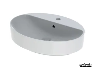 VARIFORM - Countertop oval porcelain stoneware washbasin with overflow _ Geberit