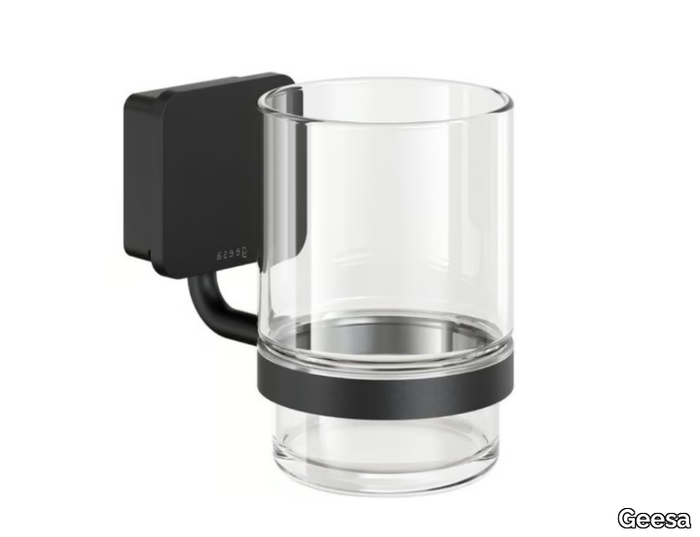 TOPAZ BLACK - Wall-mounted metal toothbrush holder _ Geesa