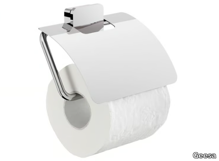 TOPAZ CHROME - Metal toilet roll holder with cover _ Geesa