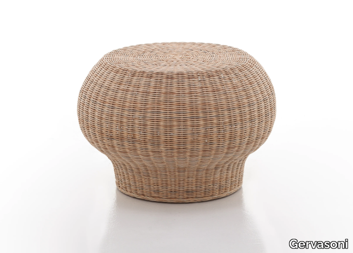 BOLLA 10 - Round low woven wicker coffee table _ Gervasoni