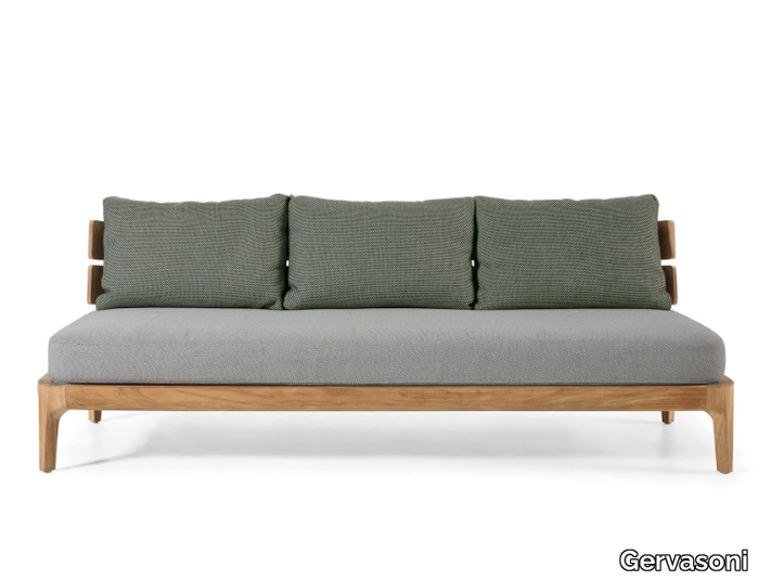 MEDITERRANEO 04 - 3 seater teak sofa with removable cover _ Gervasoni