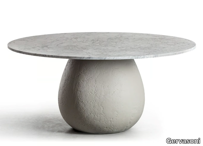 INOUT 836 - Round cement table with Carrara marble top _ Gervasoni