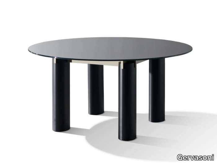 DAEN 36 - Round table with glass and porcelain stoneware top _ Gervasoni