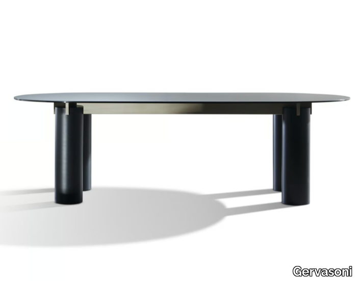 DAEN 33/34 - Oval table with glass and porcelain stoneware top _ Gervasoni