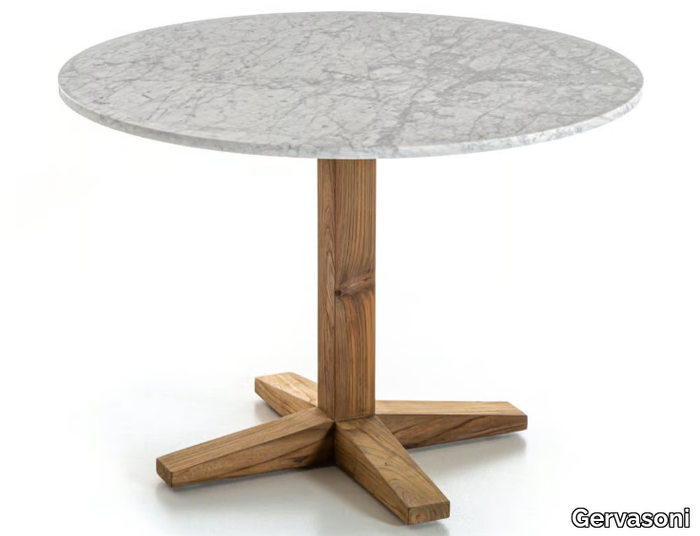 JEKO 35 - Reclaimed wood and marbre garden table _ Gervasoni