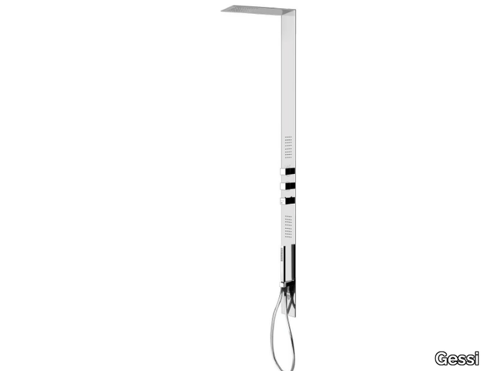 TREMILLIMETRI - Wall-mounted steel shower panel with hand shower _ Gessi