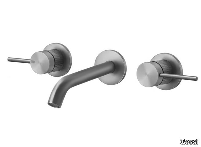 MECCANICA - Wall-mounted stainless steel washbasin mixer _ Gessi