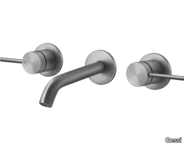 FLESSA - 3 hole wall-mounted stainless steel washbasin mixer _ Gessi