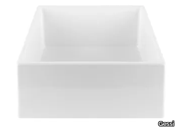 RETTANGOLO - Countertop square ceramic washbasin _ Gessi