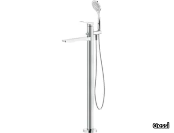 RILIEVO - Floor standing brass bathtub mixer with hand shower _ Gessi