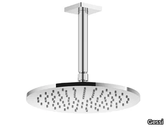 RILIEVO - Ceiling mounted adjustable round brass overhead shower _ Gessi