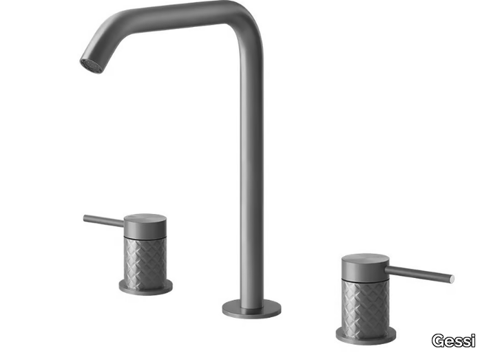 INTRECCIO - 3 hole countertop stainless steel washbasin mixer _ Gessi