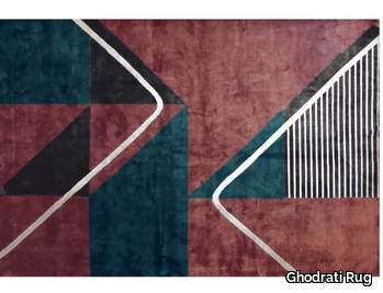 PATHWAY BORGOGNA - Rectangular handmade rug with geometric shapes _ Ghodrati Rug