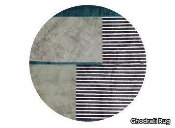 STRIPY - Round handmade rug with geometric shapes _ Ghodrati Rug