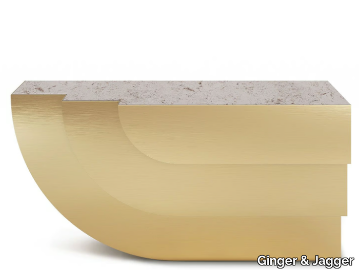 FOSSIL - Brass and travertine console table _ Ginger & Jagger