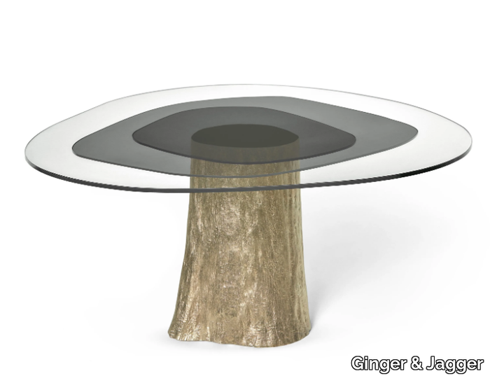 PANTANO - Round brass and glass dining table _ Ginger & Jagger