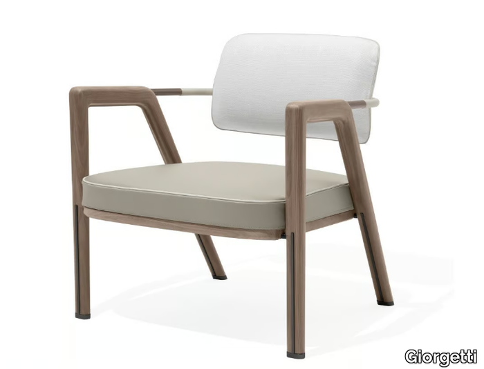 ELSA - Leather and fabric easy chair with armrests _ Giorgetti