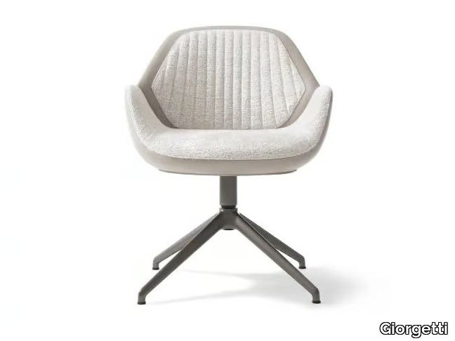 CALATHEA - Trestle-based leather and fabric easy chair _ Giorgetti