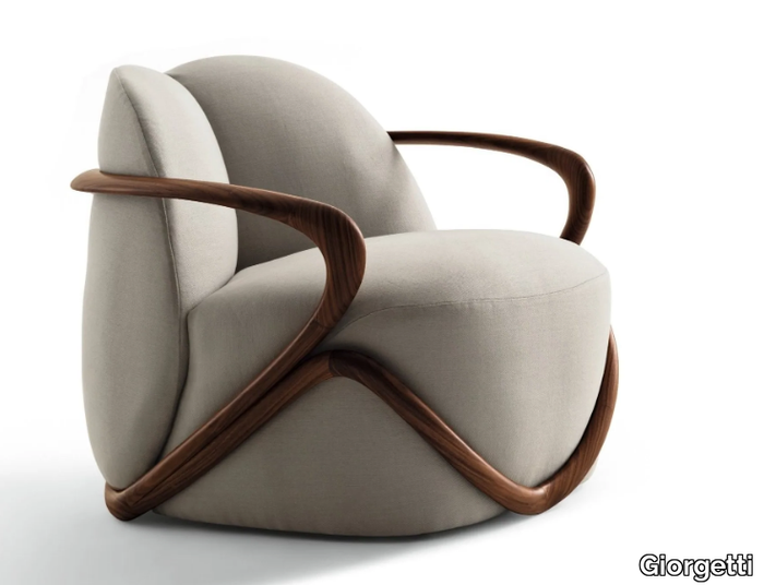 HUG - Fabric armchair with armrests _ Giorgetti