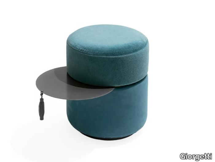 OTTO - Round fabric and stainless steel pouf _ Giorgetti