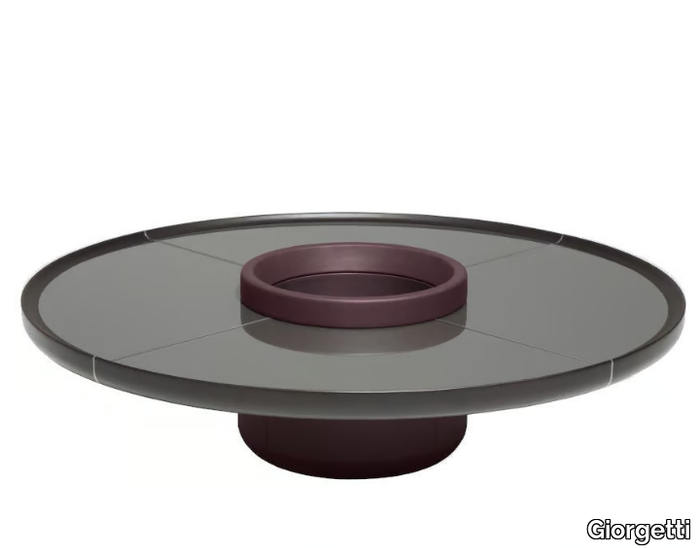 RAY - Low round leather coffee table _ Giorgetti