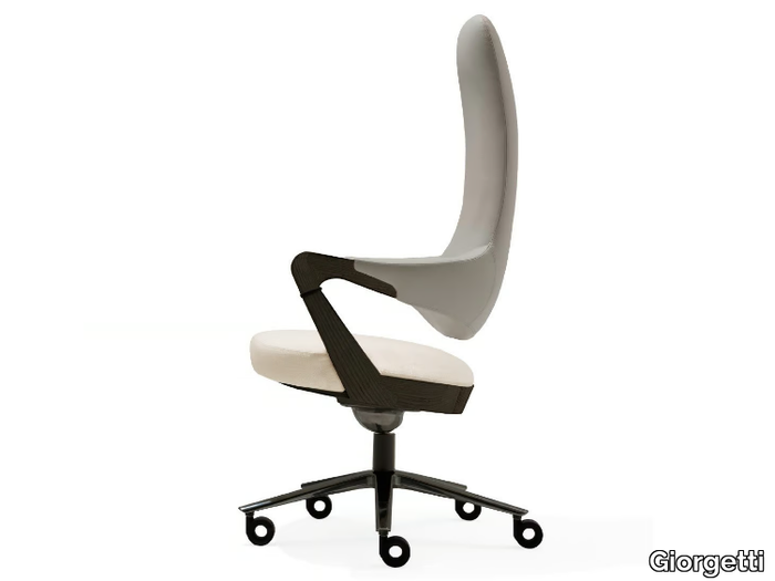 SPRINGER - Leather executive chair with 5-spoke base with armrests with castors _ Giorgetti