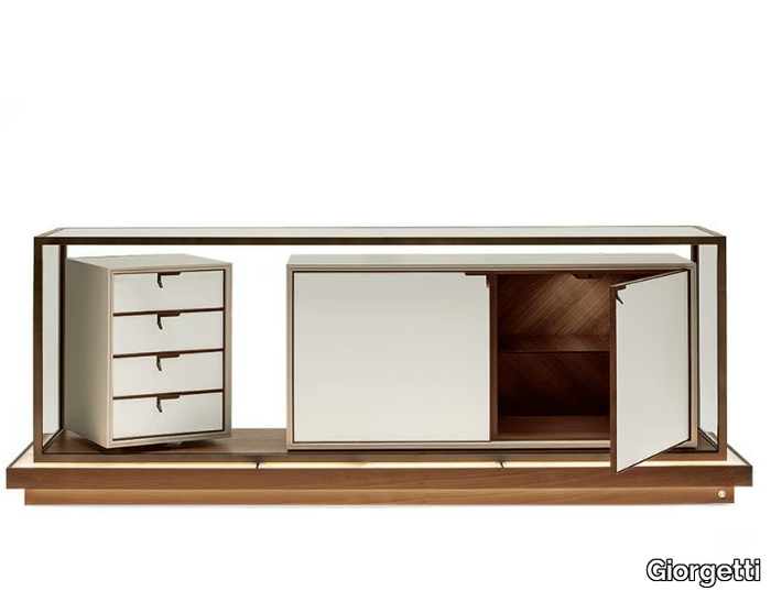 TOWN - Modular wood and glass chest of drawers _ Giorgetti