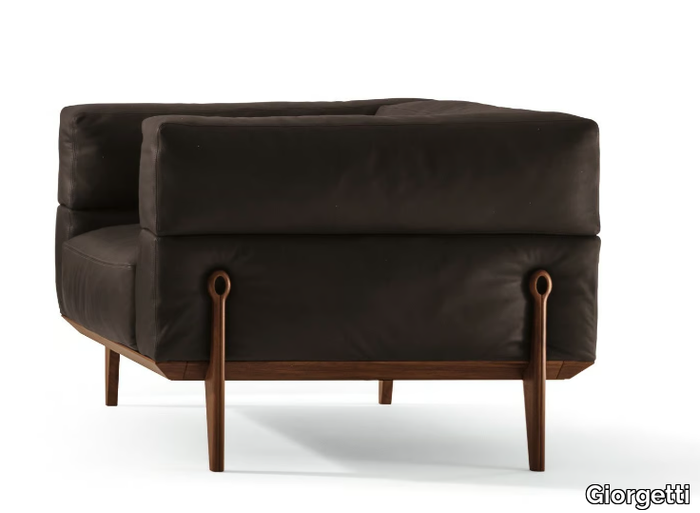 AGO - Leather armchair with armrests _ Giorgetti