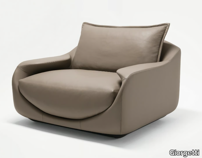 MARTINI - Leather armchair with armrests _ Giorgetti