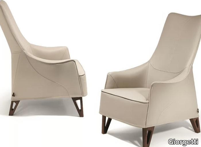 MOBIUS - Bergere leather armchair with armrests _ Giorgetti